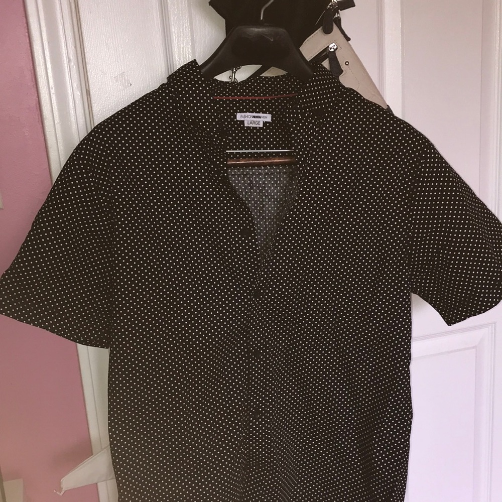 Large Fashion Nova Men Black/White Polka Dot